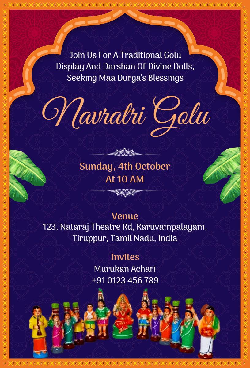 Traditional Navaratri Golu Celebration Invitation Template
