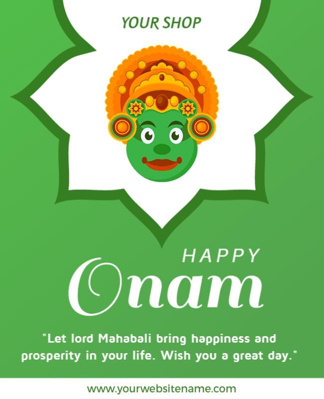 Festive Green Onam Celebration with Lord Mahabali Flyer Template