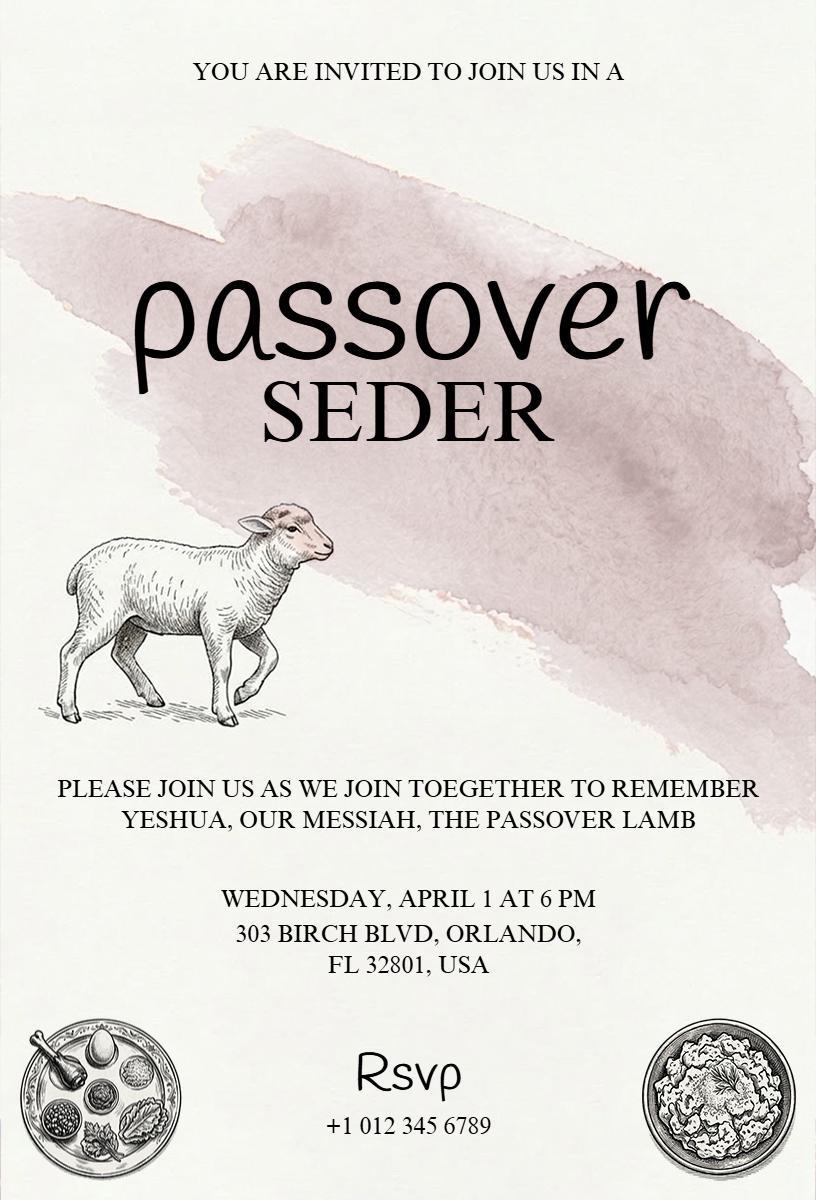 Traditional Passover Seder Family Celebration Invitation Template