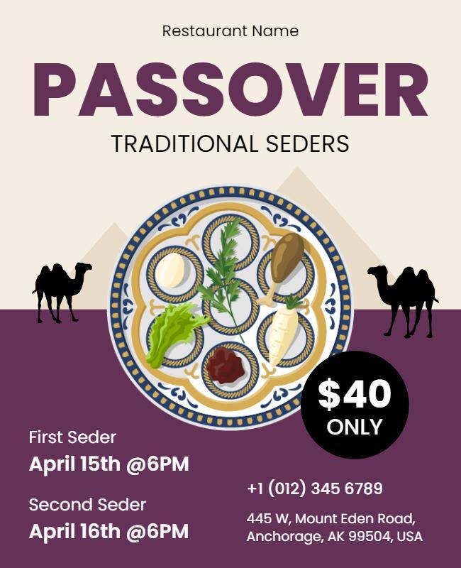 Traditional Passover Seders Restaurant Event Flyer Template