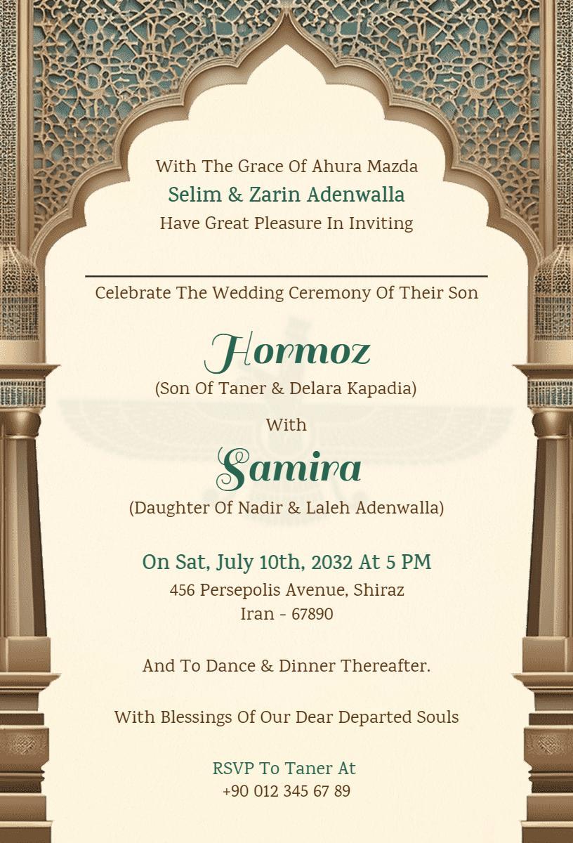 Traditional Persian Wedding Ceremony Celebration Invitation Template