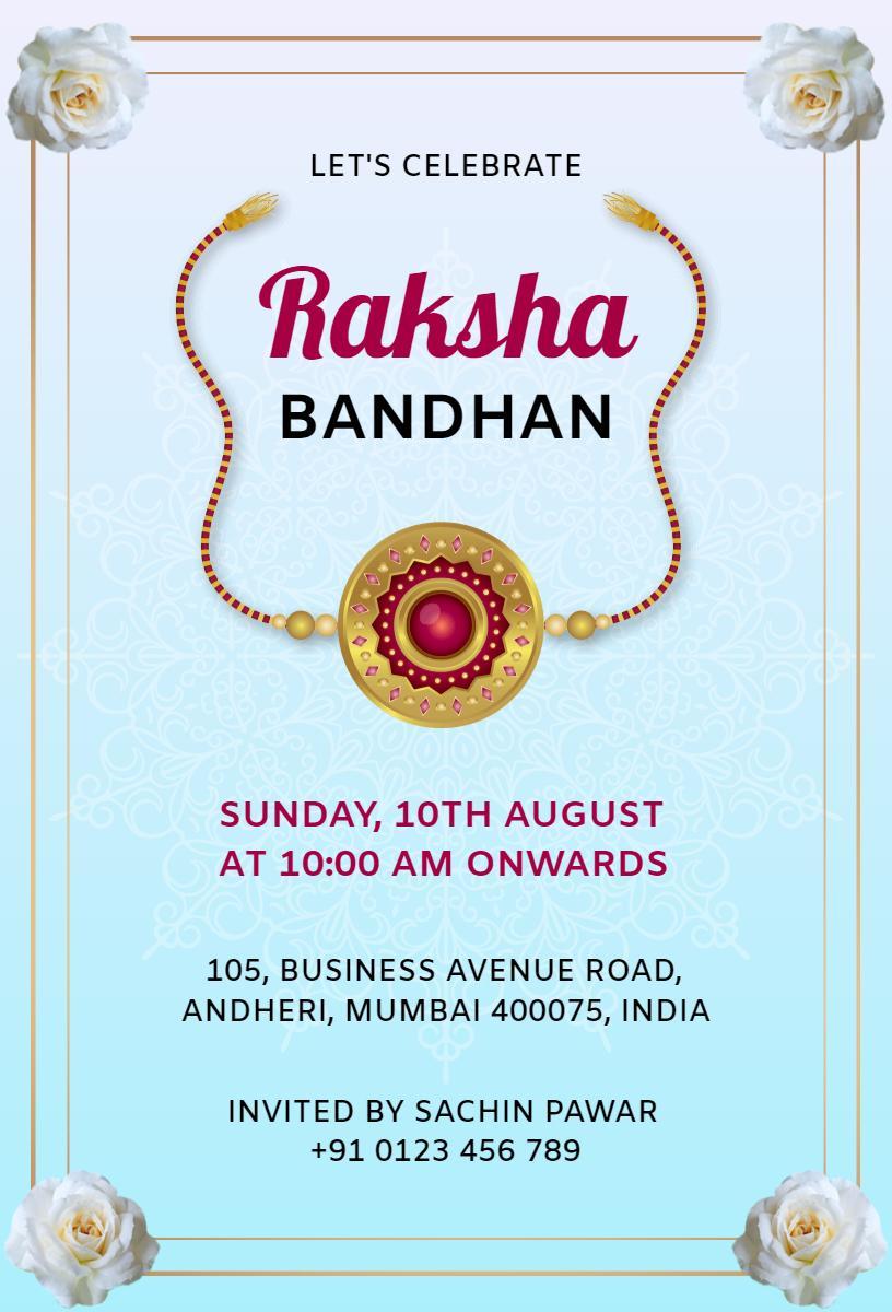 Traditional Raksha Bandhan Celebration Family Gathering Invitation Template