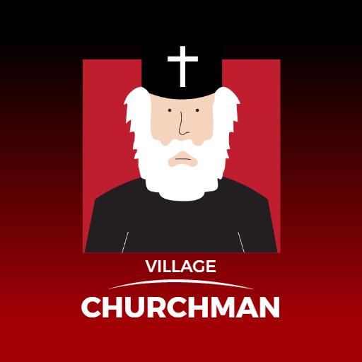 Traditional Red and Black Village Churchman Character Logo Template