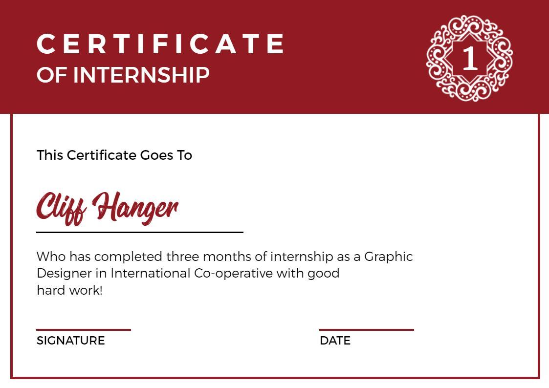 Traditional Red Ornate Internship Completion Certificate Template