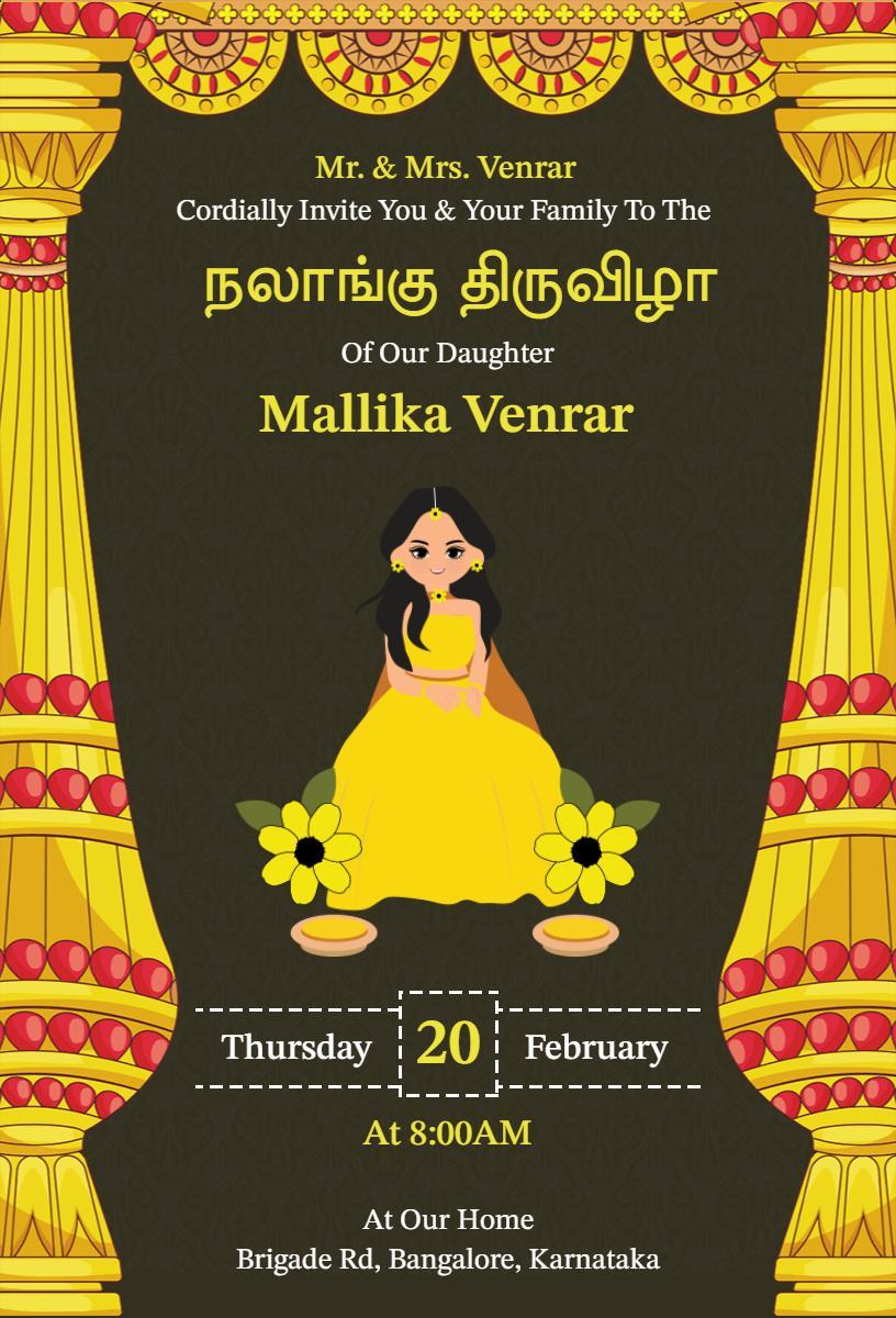 Traditional South Indian Naming Ceremony Invitation Template
