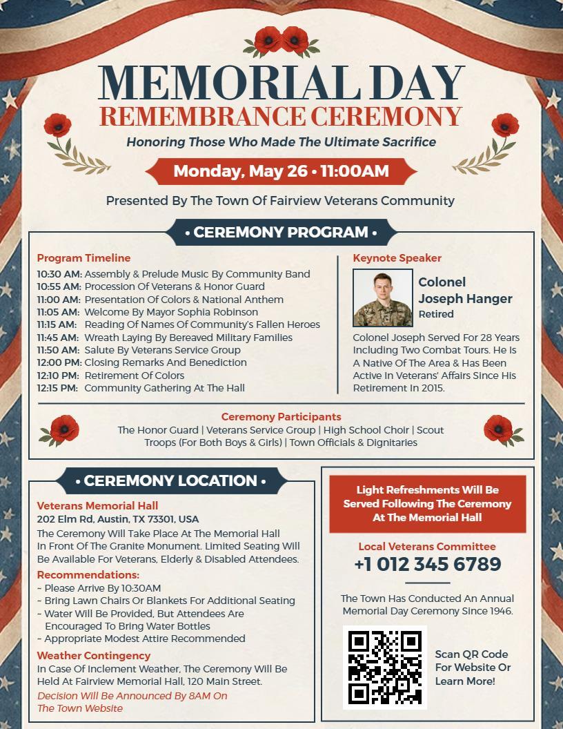 Traditional Town Memorial Ceremony Flyer Template