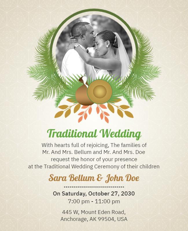 Traditional Wedding Invitation Celebration Flyer Template