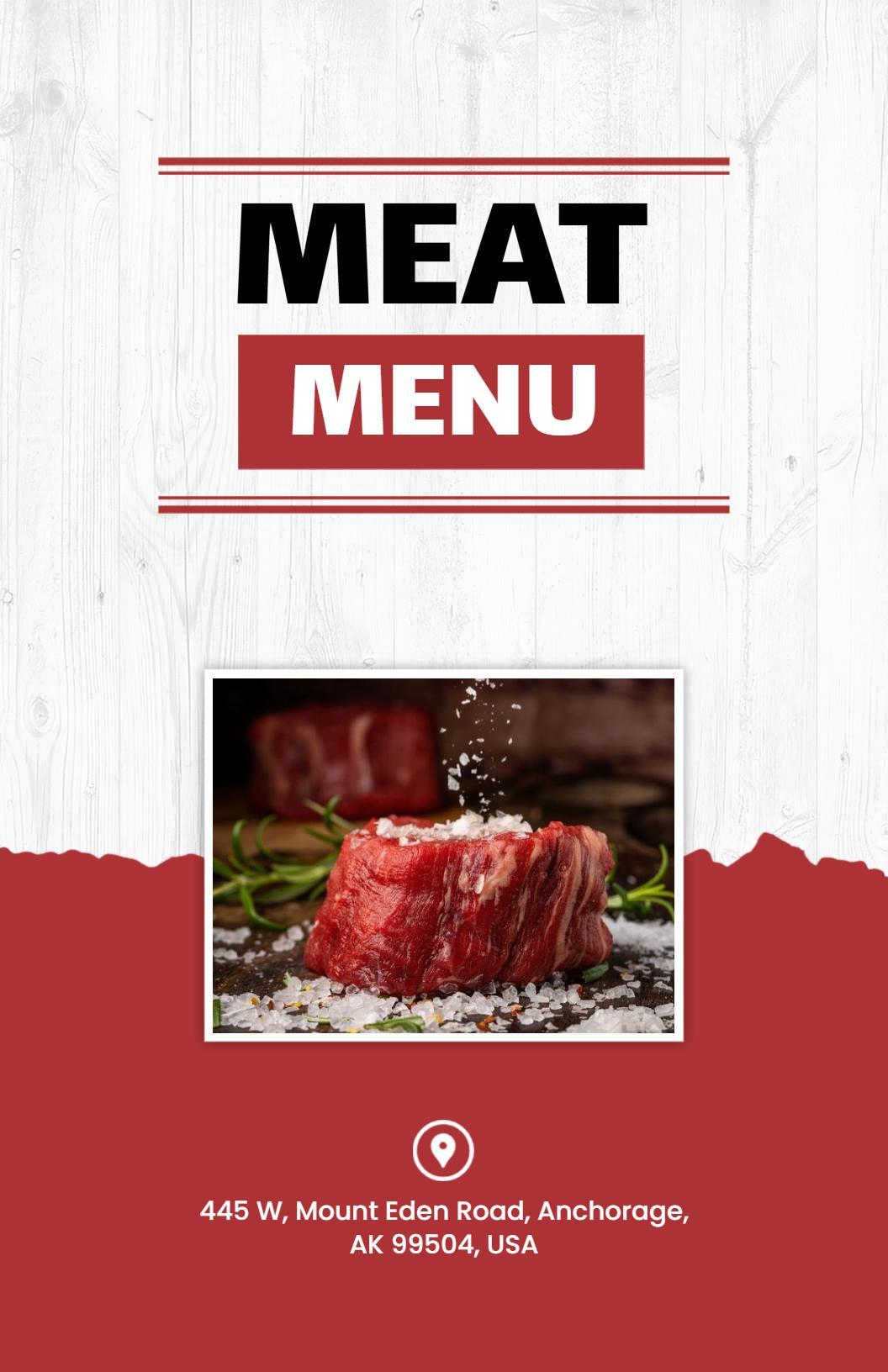 Traditional White and Red Butcher's Meat Menu Template