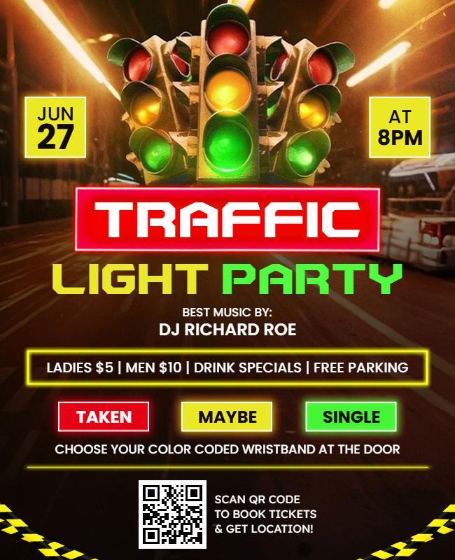 Traffic Light Themed Party Event Flyer Template