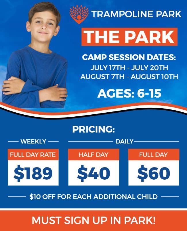 Trampoline Park Summer Camp Flyer Template