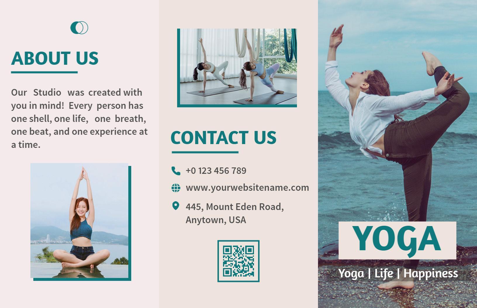 Tranquil Green Yoga Studio Membership and Classes Brochure Template