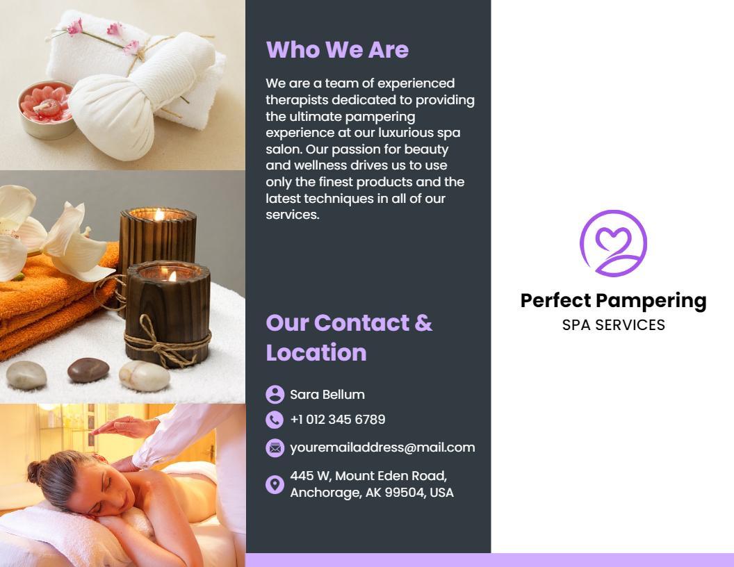 Tranquil Relaxation Spa Treatments and Services Brochure Template