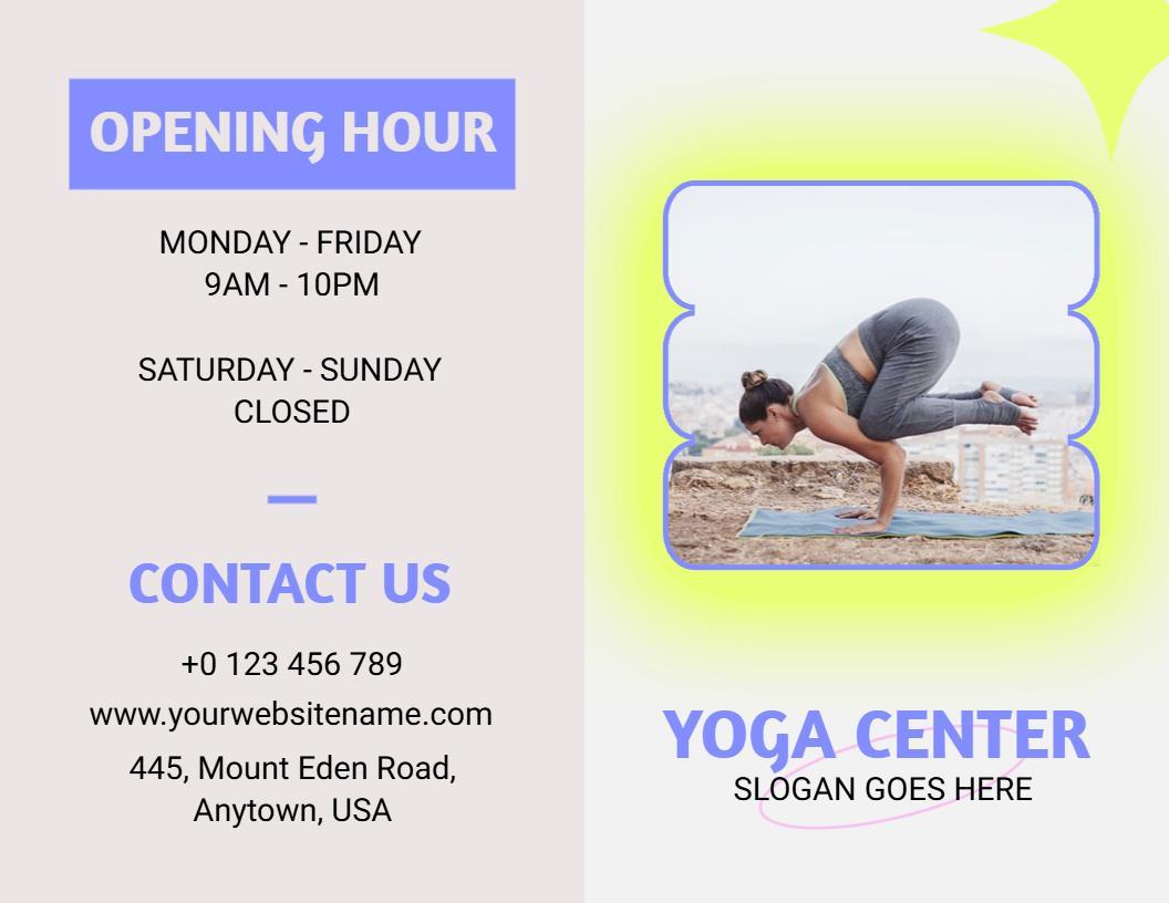 Tranquil Yoga Center Classes and Wellness Brochure Template