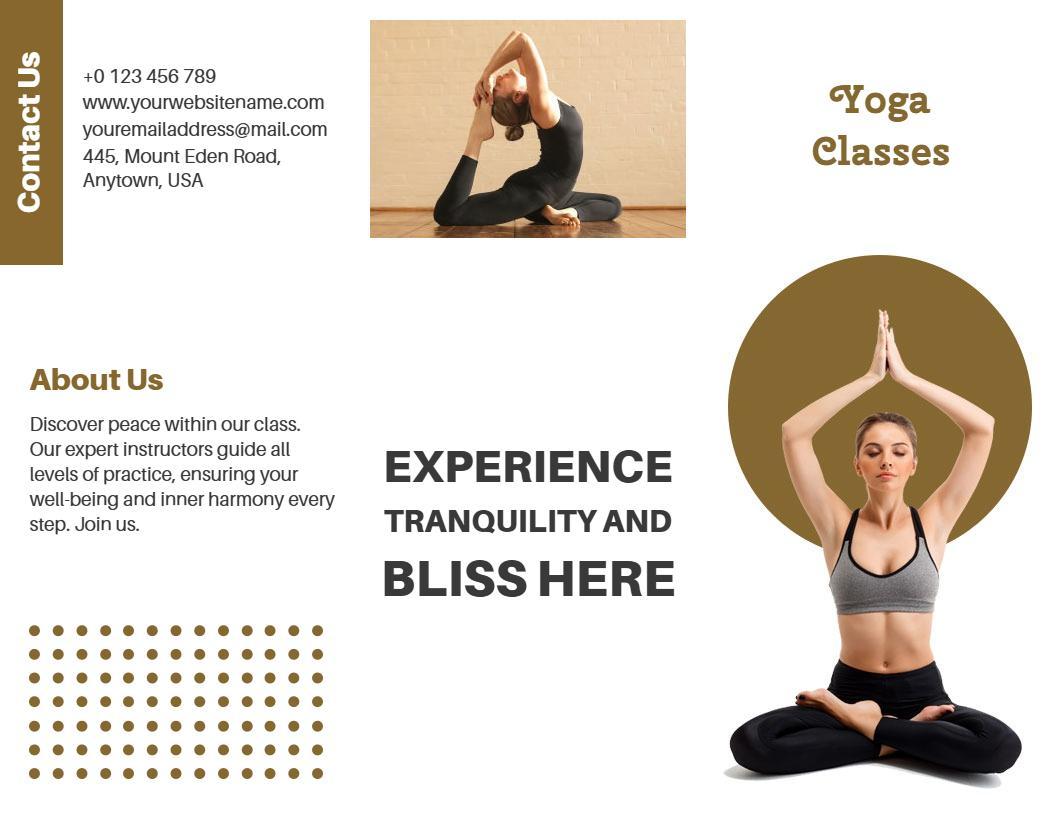 Tranquil Yoga Classes Wellness and Mindfulness Brochure Template