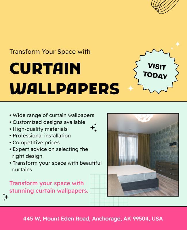 Transform Your Space with Curtain Wallpapers Flyer Template