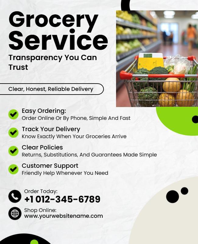 Transparent Grocery Delivery Service Promotional Flyer Template