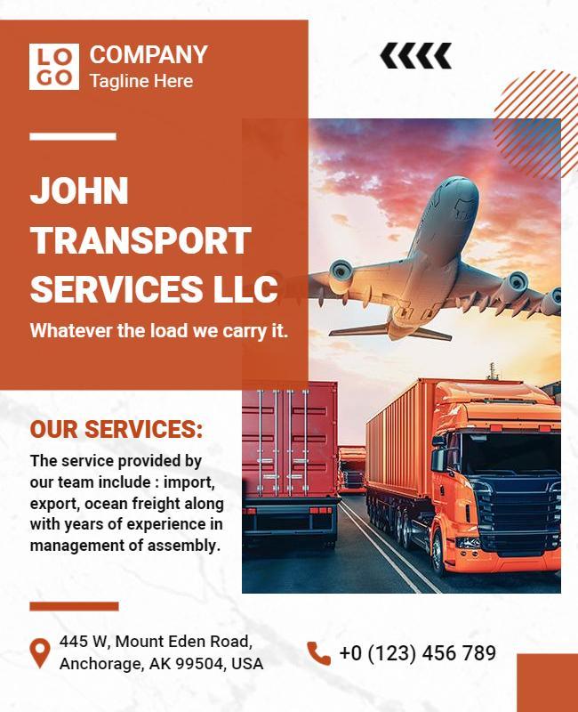 Transport Logistics Services Promotion Flyer Template