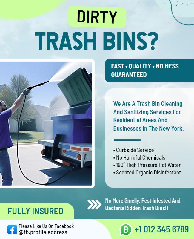 Trash Bin Cleaning Service Advertising Flyer Template