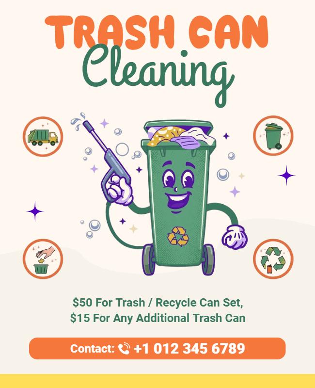 Trash Can Cleaning Service Poster Template