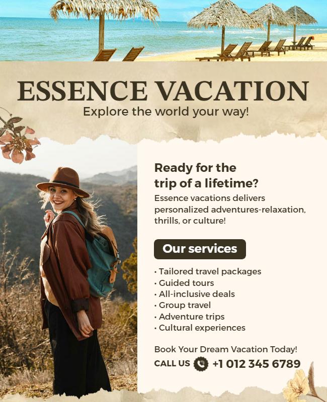 Tropical Beach Adventure Travel Services Flyer Template