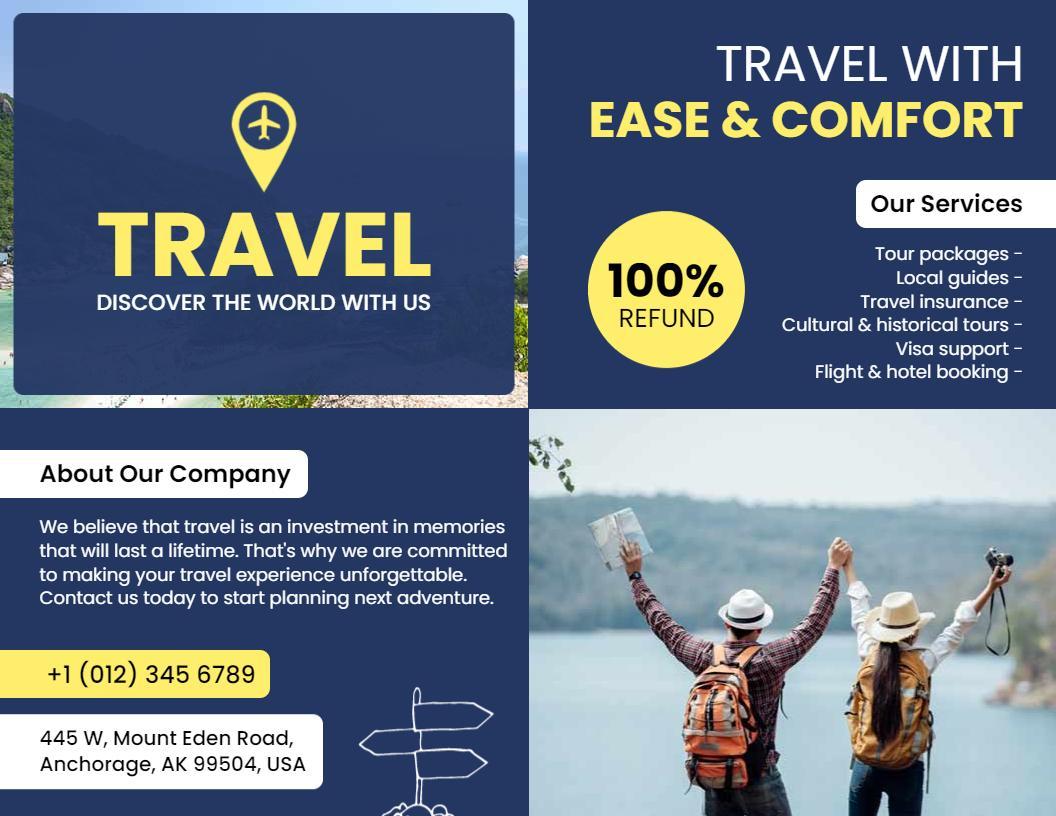 Travel Adventure Packages with Comfort and Ease Brochure Template