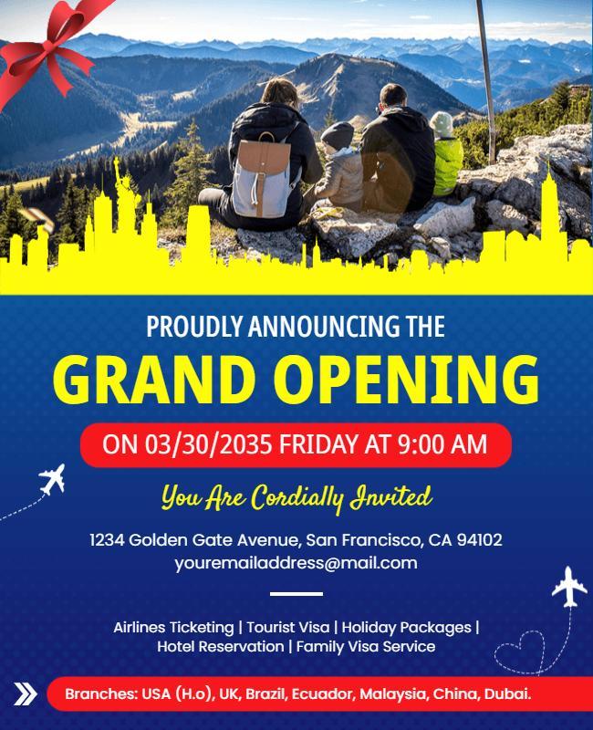 Travel Agency Grand Opening Event Flyer Template