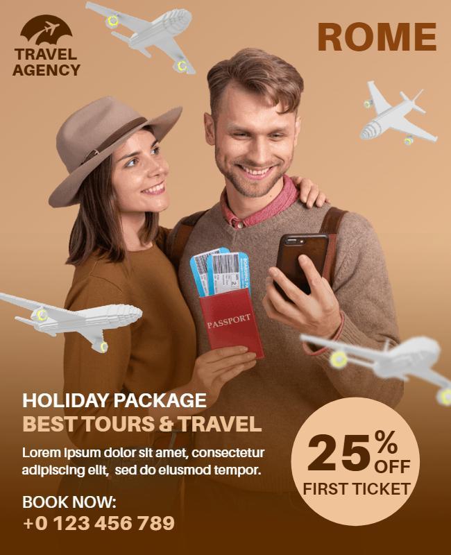 Travel Agency Rome Holiday Package Flyer Template