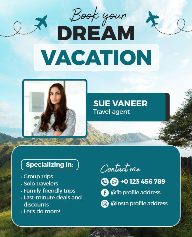 Travel Agent Booking Vacation Flyer Template