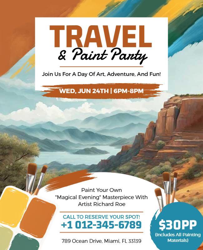 Travel and Paint Party Event Flyer Template