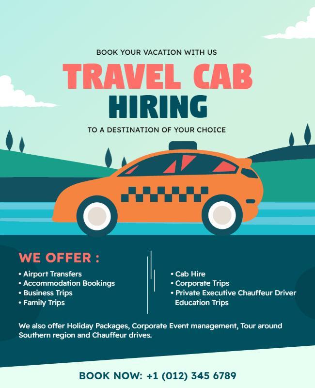 Travel Cab Hiring Service Promotion Flyer Template