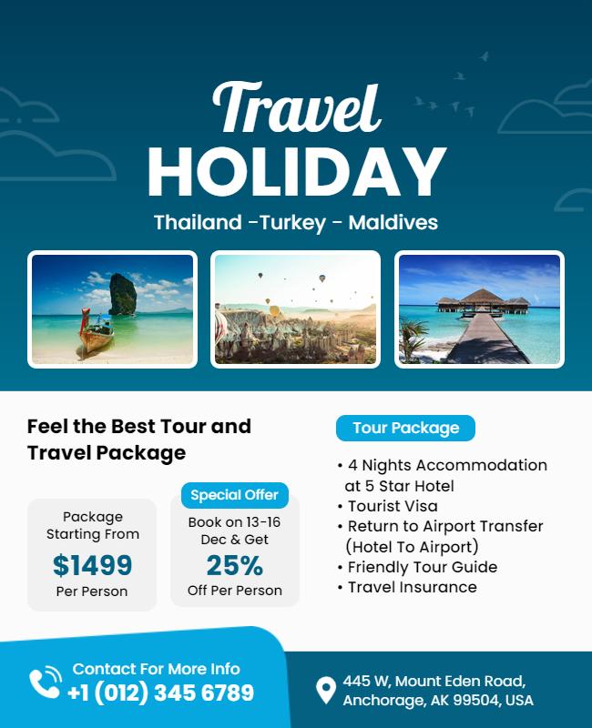 Travel Destination Holiday Tour Package Flyer Template