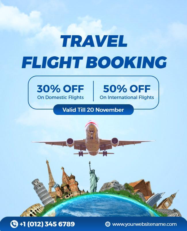 Travel Flight Booking Discount Flyer Template