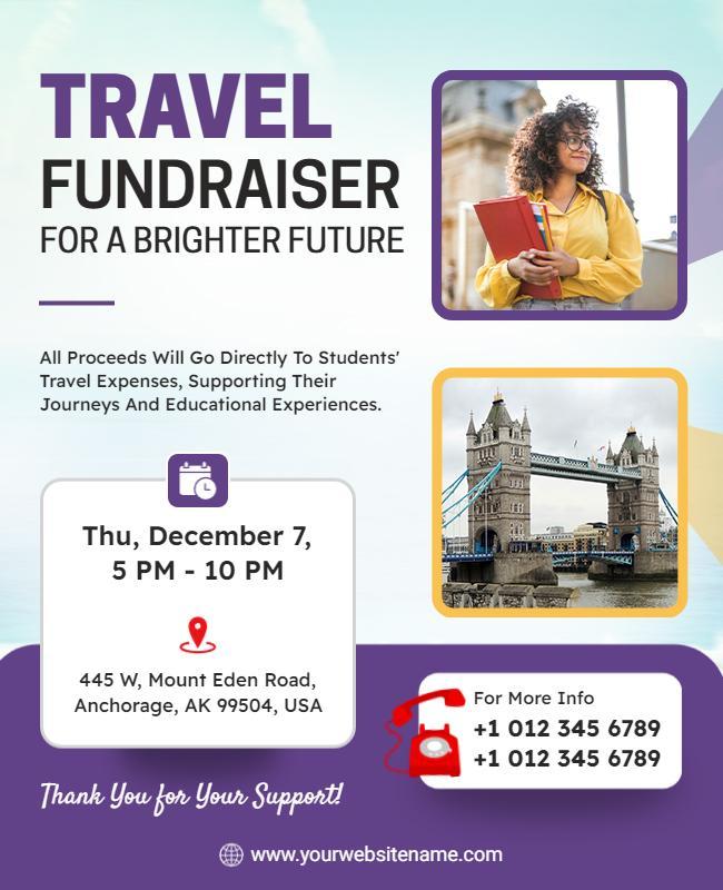 Travel Fundraiser Event Supporting Education Flyer Template