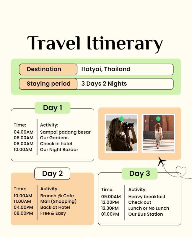 Travel Itinerary Adventure Planning Flyer Template