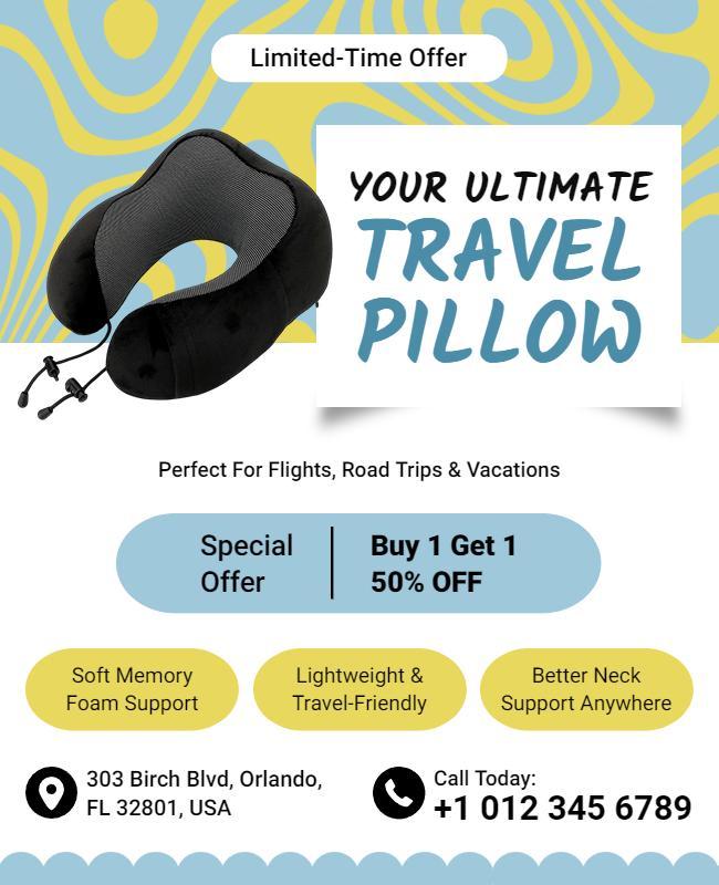 Travel Neck Pillow Promotional Offer Flyer Template