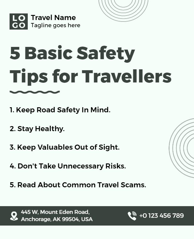 Travel Safety Tips for Travelers Flyer Template