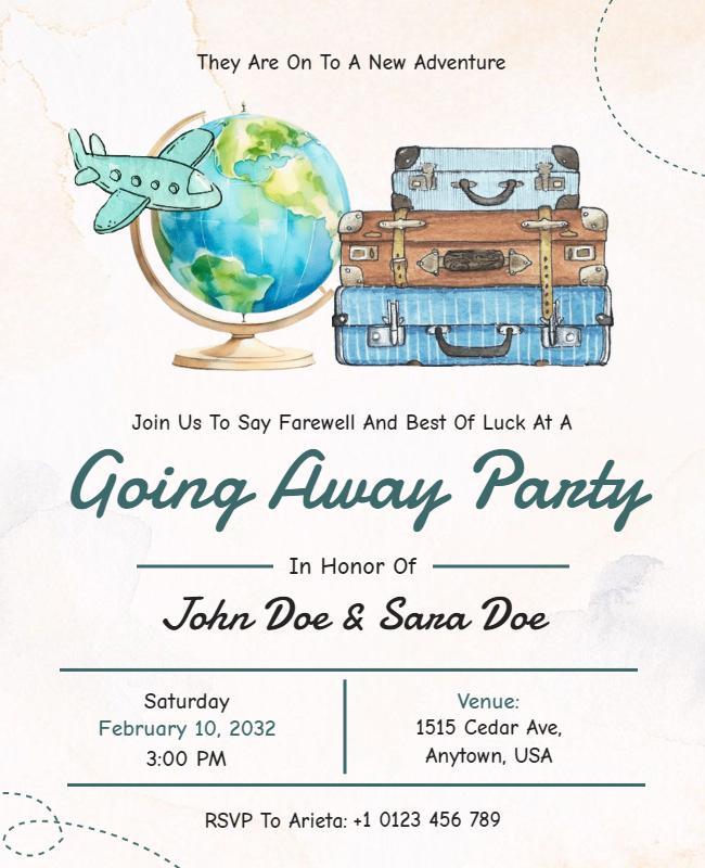 Travel Theme Going Away Party Flyer Template