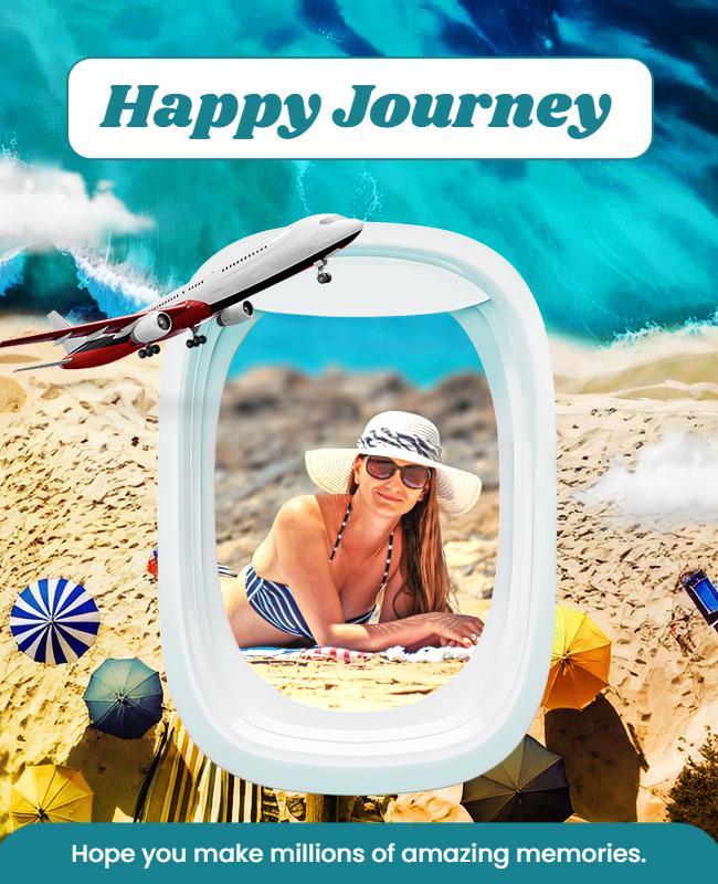 Travel-Themed Beach Vacation Happy Journey Poster Template