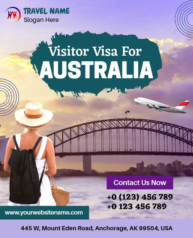 Travel-Themed Visitor Visa Information for Australia Poster Template