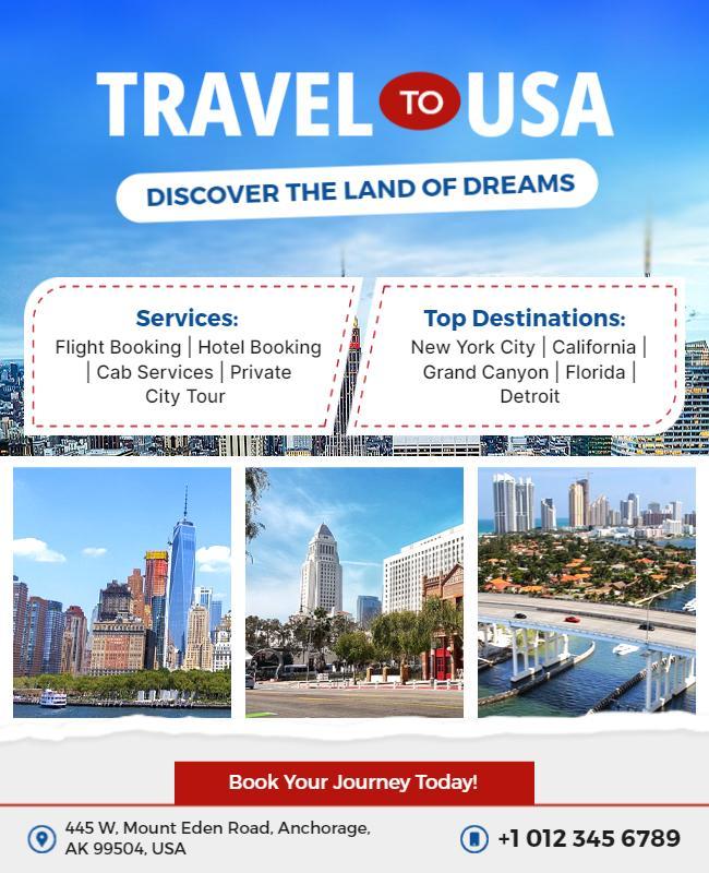 Travel to Usa Adventure Flyer Template