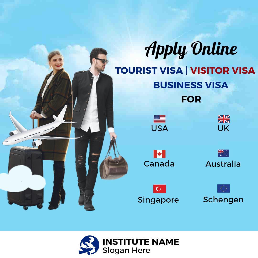 Travel Visa Application for USA, UK, Canada, Australia Ad Template
