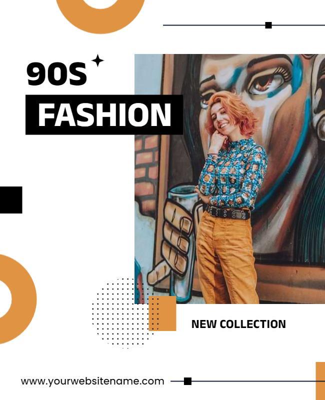 Trendy 90s Fashion Collection with Bold Geometric Elements Poster Template