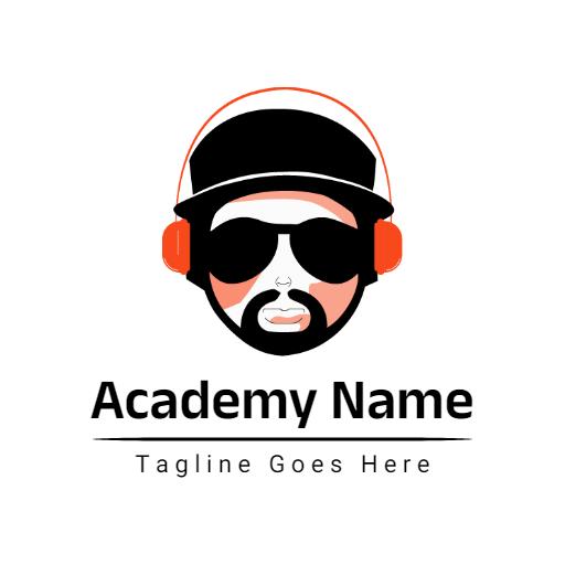 Trendy Black and Orange Hip Hop Beat Academy Logo Template