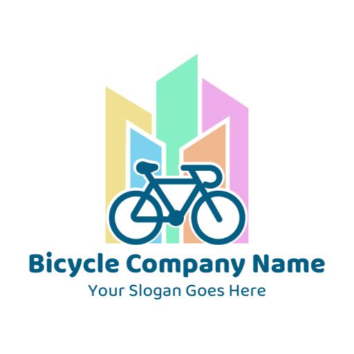 Trendy Blue Bicycle Design with Vibrant City Elements Logo Template