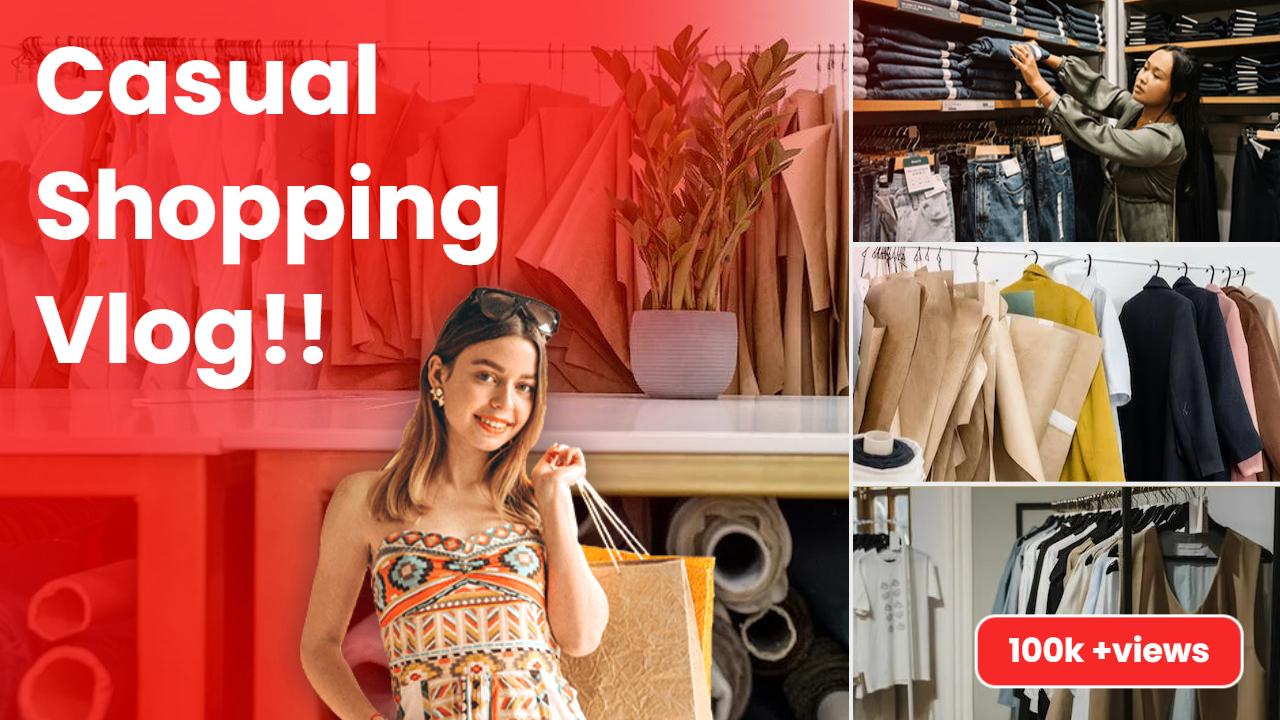 Trendy Casual Shopping Experience VLog YouTube Thumbnail Template