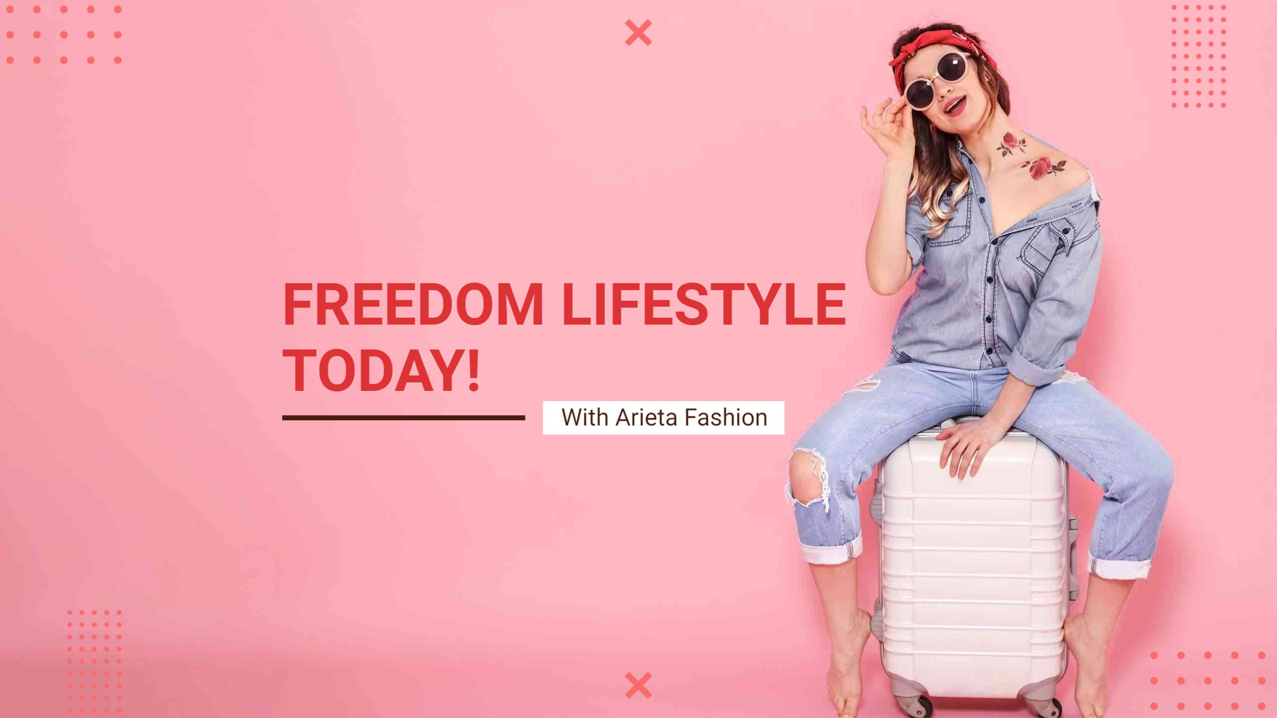 Trendy Denim Fashion Inspirations with Playful Pink Background YouTube Banner Template