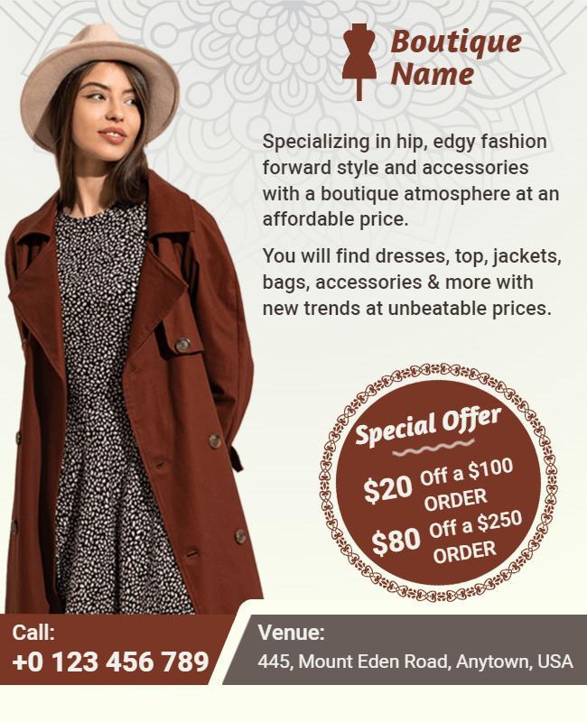 Trendy Fashion Boutique Promotional Flyer Template