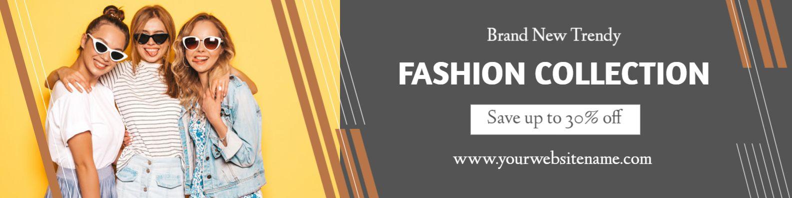 Trendy Fashion Collection with Bright Yellow Background Banner Template