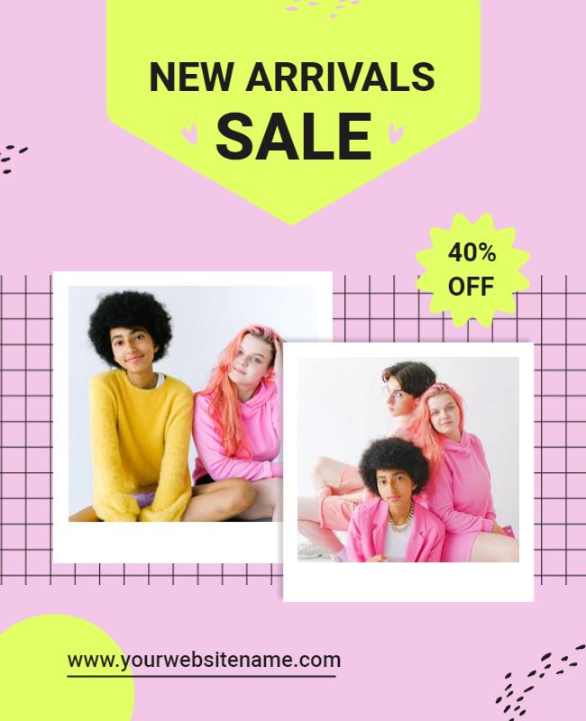 Playful Pink New Arrivals Sale Promotion Flyer Template