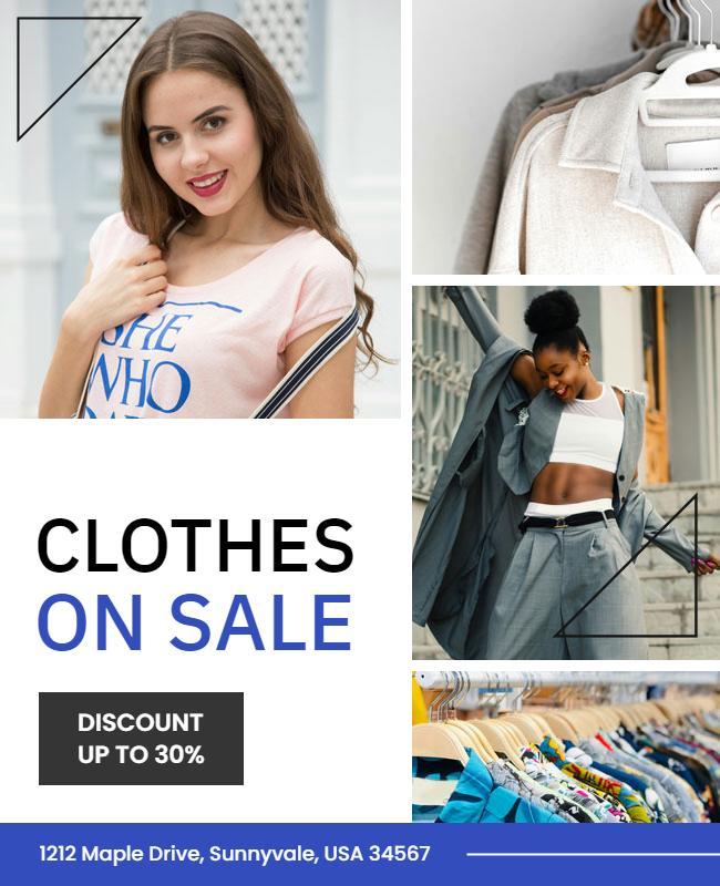 Trendy Fashion Sale with Discounted Clothing Poster Template